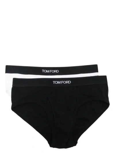Tom Ford Pack Of Two Logo Waistband Briefs In White 1