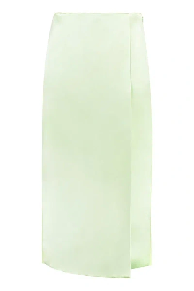 Tory Burch Satin Wrap Skirt In Green