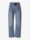 Totême Light Blue Straight Five-pockets Jeans With Logo Patch In Cotton Denim Woman In Denim Blue