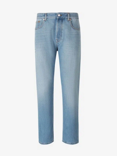 Valentino Signature Cotton Jeans In Blue