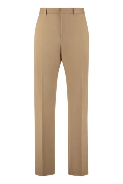 Valentino Stretch Cotton Chino Trousers In Beige