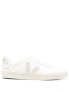 Veja White Low-top Sneakers With Logo Patch In Extra White Natural Suede