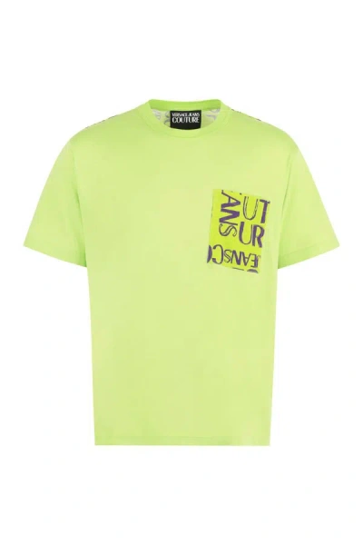 Versace Jeans Couture Printed Cotton T-shirt In Green