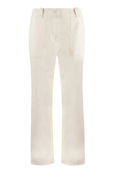 Weekend Max Mara Eros Stretch Cotton Trousers In Panna