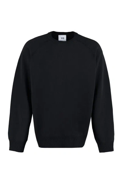 Y-3 Adidas Long Sleeve Crew-neck Sweater In Black