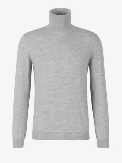 Zanone Wool Turtleneck Sweater In Light Grey
