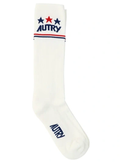 Autry Jacquard-logo Socks In Neutrals