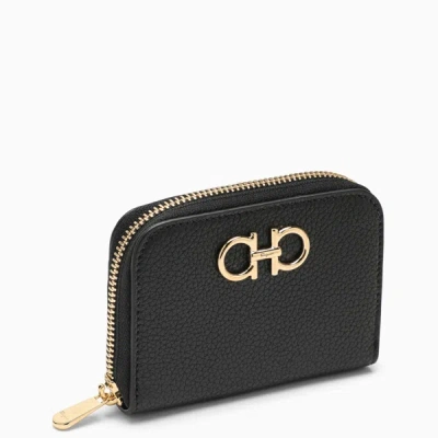 Ferragamo Gancini Small Zip Around Wallet Black