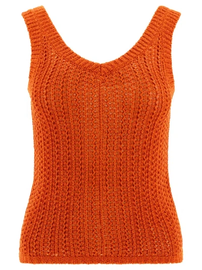 Max Mara Arrigo Crochet Top In Yellow & Orange