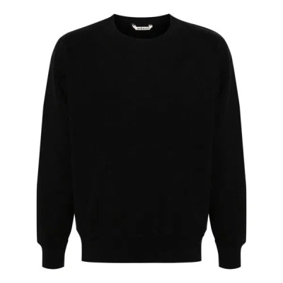 Auralee Cotton Knit Sweatshirt In Black