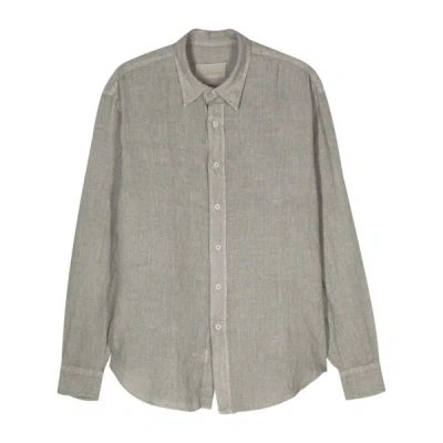Costumein Linen Chambray Shirt In Grey