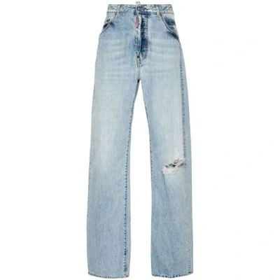 Dsquared2 Distressed Straight Jeans In Blue