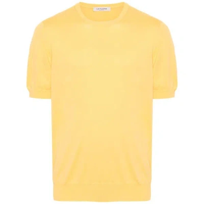 Fileria Short-sleeve Knitted Jumper In Yellow