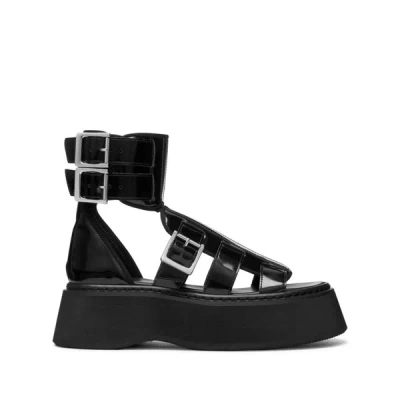 Junya Watanabe Caged Leather Sandals In Black