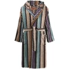 Missoni Home Bernard Bathrobe In Cotton Terry With Zigzag Pattern In Blue/neutrals