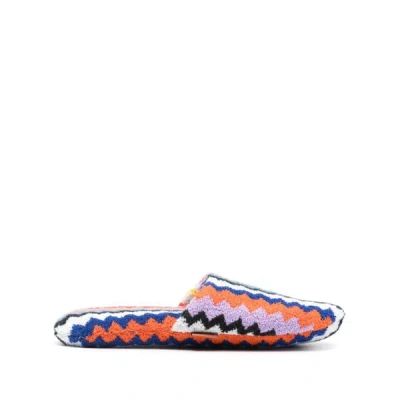 Missoni Zigzag-motif Slippers In Blue