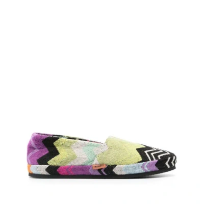 Missoni Zigzag-motif Slippers In Green