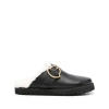 Moncler Bell Leather & Shearling Mule In Black