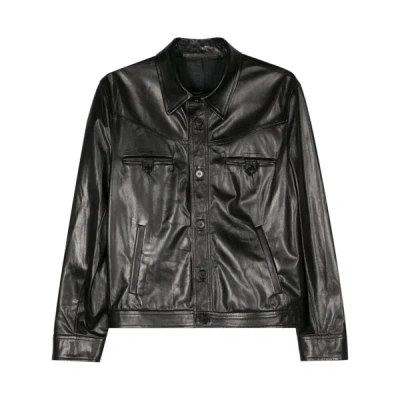 Santoro Leather Outerwears In Black