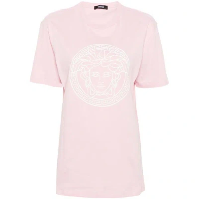 Versace Cotton T-shirt In Pink