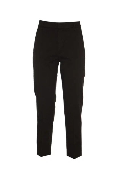 Dondup Cropped Cotton-blend Trousers In Black