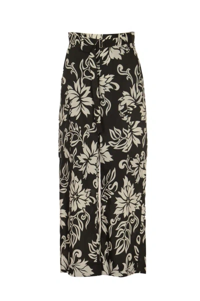 Sacai Floral Print Trousers In Multicolor