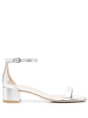 Stuart Weitzman Nudist Metallic Ankle-strap Sandals In Grey