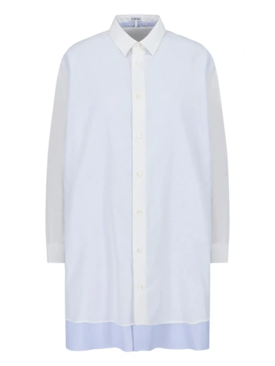 Loewe Lined Shirt Dress In White_blue