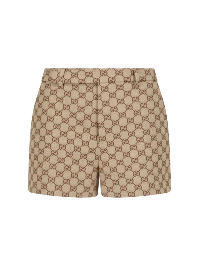 Gucci Shorts In Gg Fabric In Brown