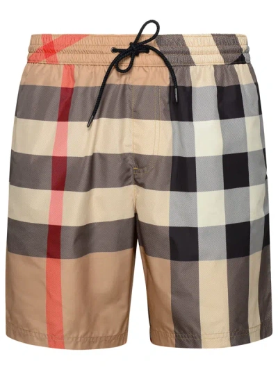 BURBERRY BURBERRY MAN BEIGE POLYESTER SWIMSUIT