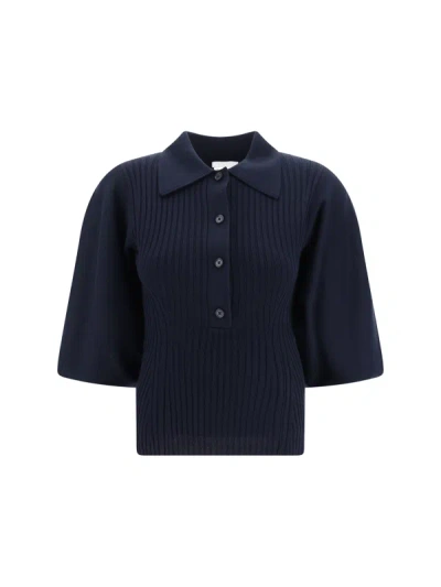 Chloé Polo Sweater In Iconic Navy