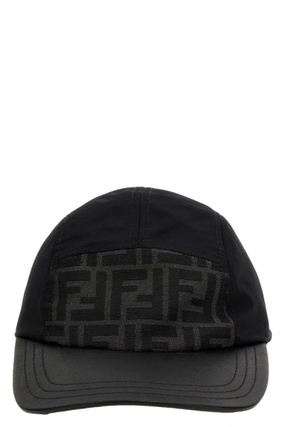 Fendi Men Ff Jacquard Cap In Black