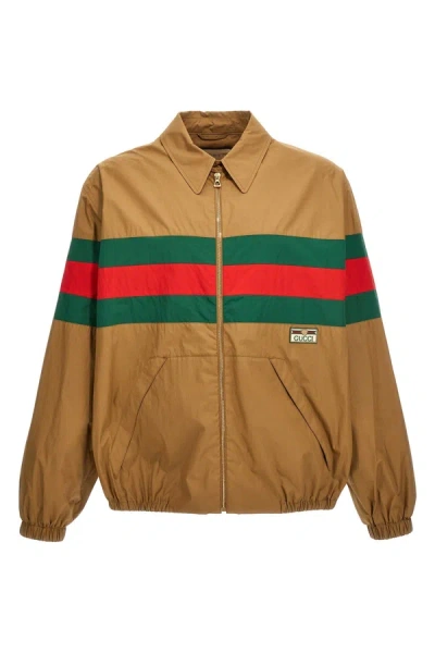 Gucci Men Web Jacket In Cream