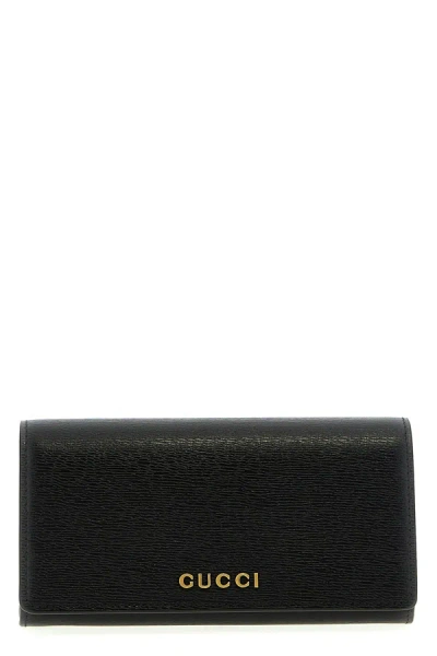 Gucci Logo Plaque Continental Wallet In Black
