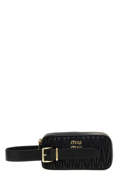 Miu Miu Women Matelassé Leather Clutch Bag In Black