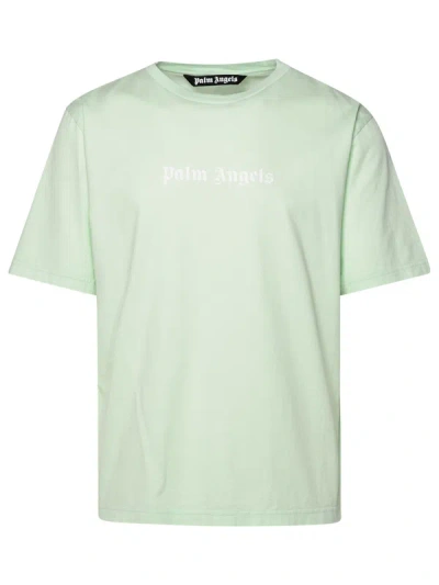 Palm Angels Logo Cotton T-shirt In Green