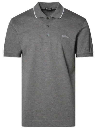 Zegna Grey Cotton Polo Shirt