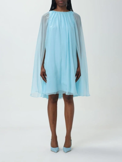 Max Mara Silk Chiffon Mini Dress In Sky