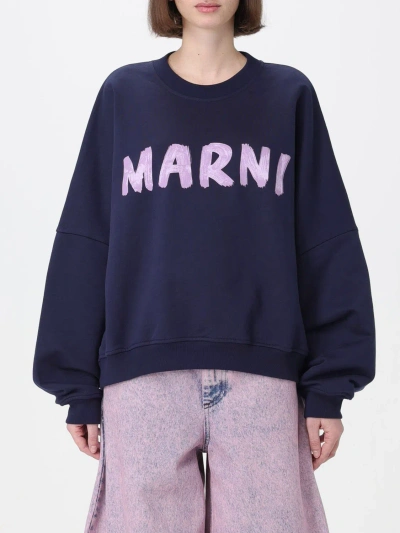 Marni Logo-print Cotton Sweatshirt In Azul