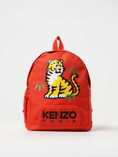 Kenzo Kids' Rucksack Logo-embroidered Backpack In Red