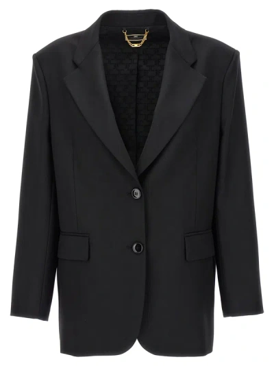 Elisabetta Franchi Double-breasted Wool Blazer Blazer And Suits Black