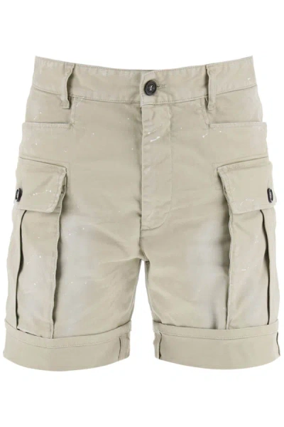 Dsquared2 Bermuda Cargo Light Spots Marine In Beige
