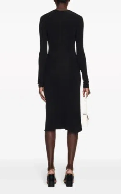 Off-white Twist Detailed Long-sleeved Dress In Black