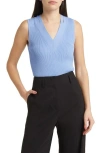 Hugo Boss Sleeveless Knitted Top With Cut-out Details In Blue
