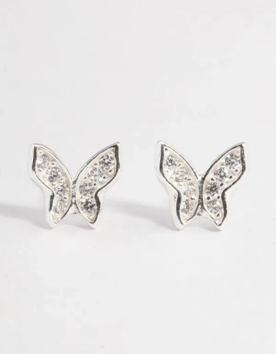 Lovisa Sterling Silver Cubic Zirconia Pave Butterfly Stud Earrings