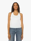 SPRWMN RIB FITTED SCOOPED TANK TOP IN WHITE, SIZE LARGE