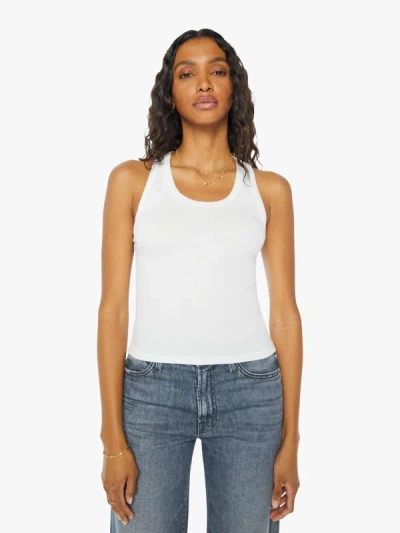 Sprwmn Rib Fitted Scooped Tank Top In White - Size Medium