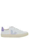 VEJA 'CAMPO' WHITE LOW TOP SNEAKERS WITH VIOLET LOGO IN COTTON WOMAN