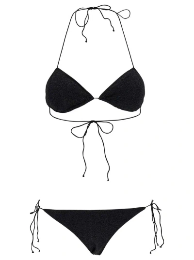 Oseree 'lumière' Black Bikini With Adjustable Straps In Polyamide Blend Woman