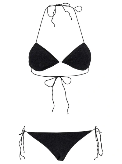 Oseree Oséree Lumiere' Blue Bikini With Triangular Top In Black